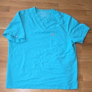 Men's Figs Blue Short Sleeve Scrub Tee V-Neck